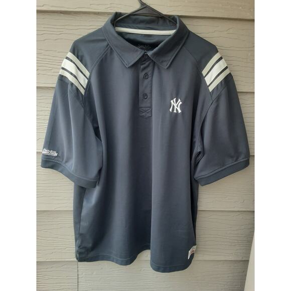 Stitches Athletic Gear New York Yankees Mens XL Short Sleeve Polo Shirt Blue - Picture 1 of 8